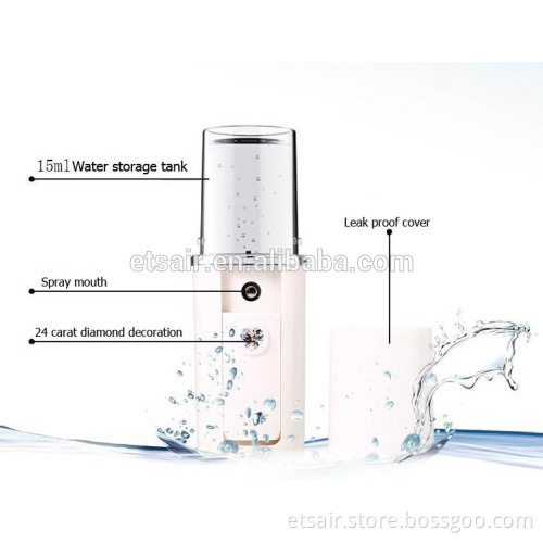 USB Rechargeable Beauty Instrument Portable Facial Steamer Spray Device Hydrating Water With 500MAH Battery Power Bank Face Care